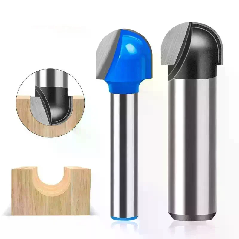 Shank Double Arc Round Bottom Wood Router Bit Grooving Curved Line Molding With Trimmer Engraving Machine Milling Cutter 1/2