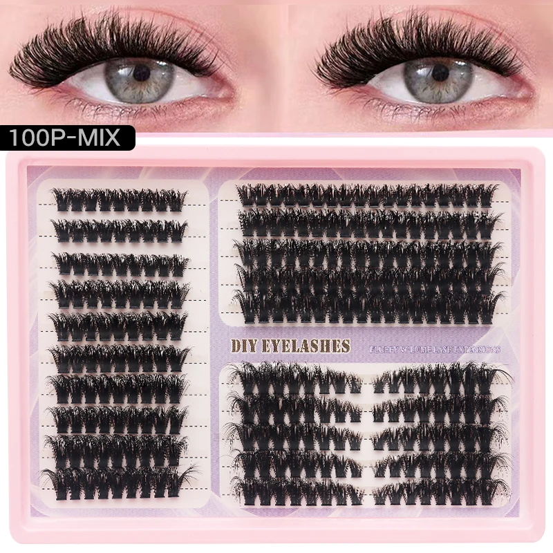 20 Reihen Premium-Wimperncluster-Sets, weiche, flauschige, einzelne Wimpern, natürliche Wimpernverlängerungssets – Detail 8