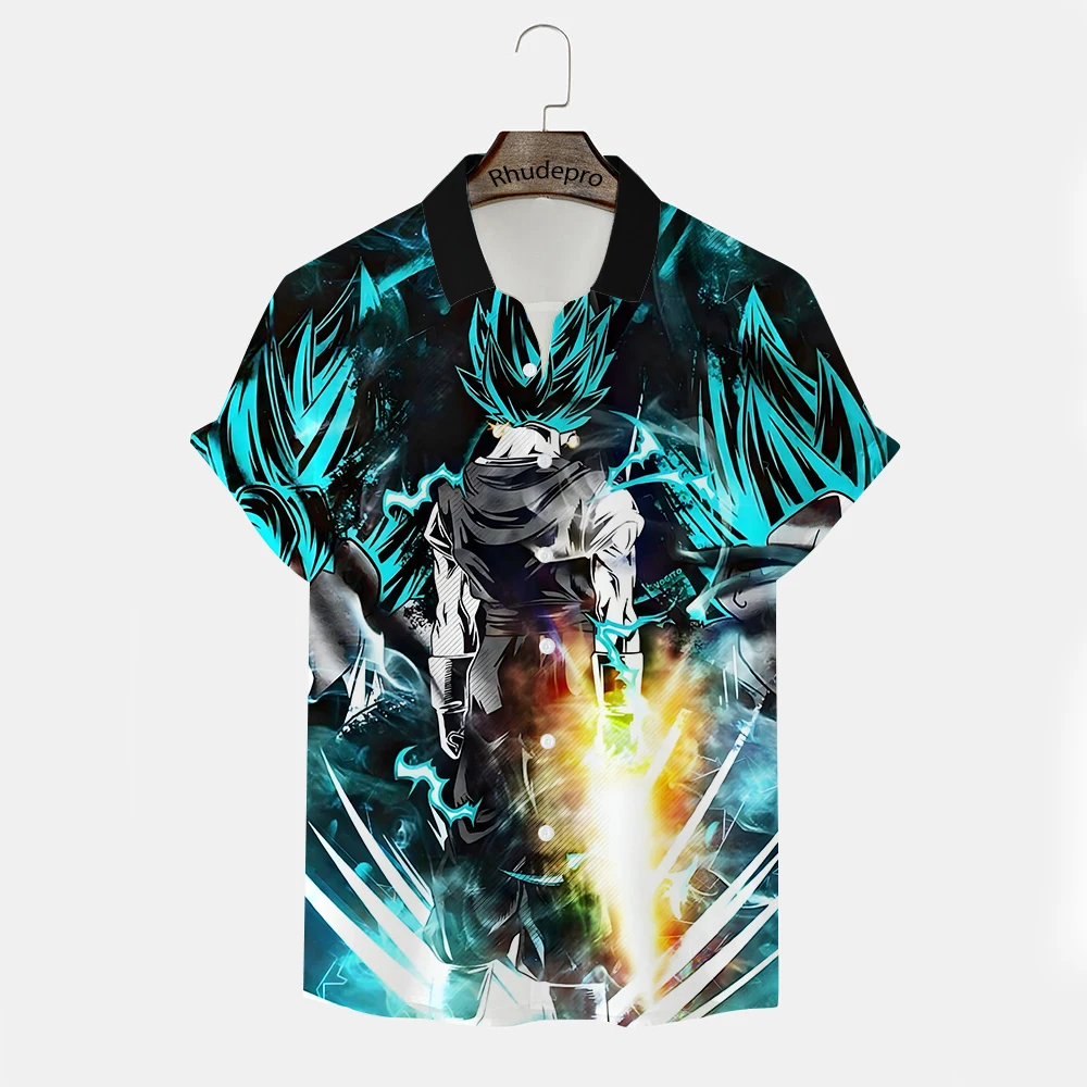 Camisa grande de anime japonês masculino, camisas Vegeta Goku, roupas Hip Hop, estilo Harajuku, Tops de tendências, moda, 2024