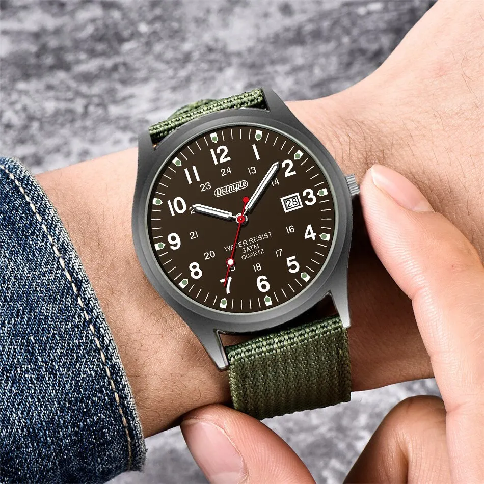 Orologi da uomo di moda lancette luminose orologio sportivo militare di lusso calendario orologio da polso al quarzo da uomo orologio Casual in Nylon Reloj Hombre