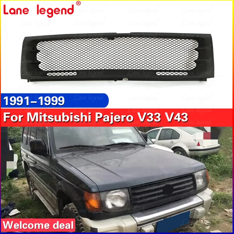 Kit de carrosserie de calandre de course de pare-chocs avant de calandre de voiture pour Mitsubishi Pajero V33 V43 1991-1999 accessoires de voiture de diamant noir