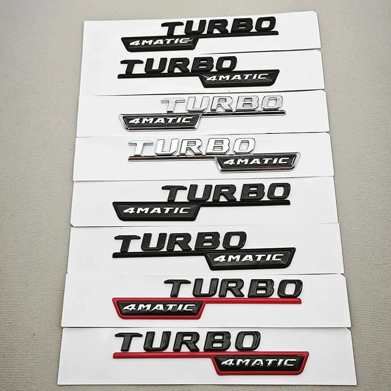 

2pcs ABS Chrome Car Letters TURBO 4MATIC Logo Fender Side Badge For Mercedes A35 45 A45S E63 C63 W177 W176 Stickers Accessories