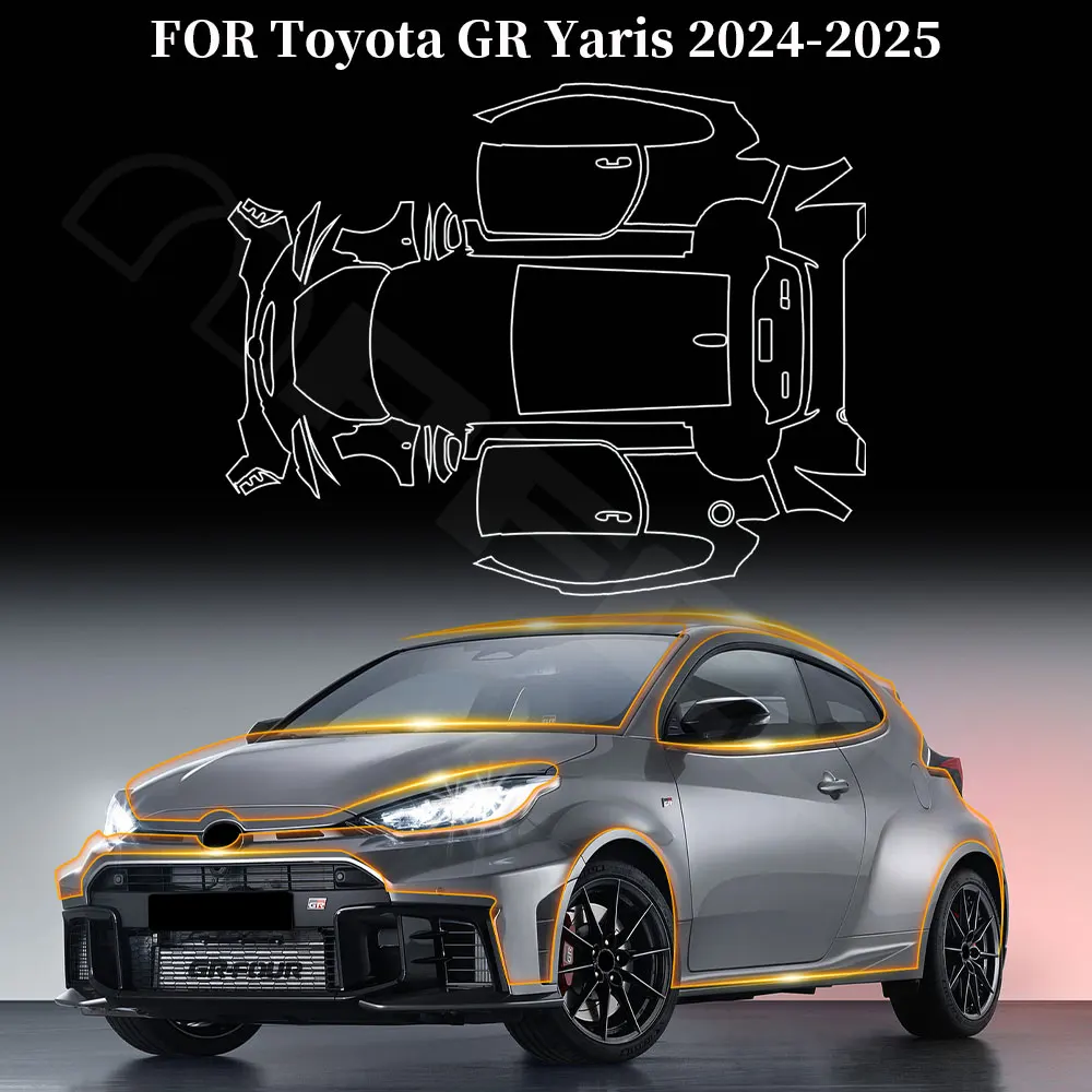 

For Toyota GR Yaris 2024 2025 Protective film for car paint TPU Pre-cut anti-scratch body sticker Bra Repair Kit Transparent 8.5