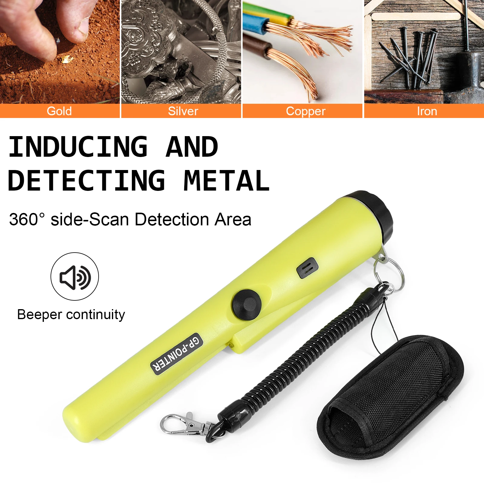 Waterproof Metal Detector Vibration Handheld Plastic Pointer Pinpointer Iducing Scan Metal Coin Gold GP-pointerII