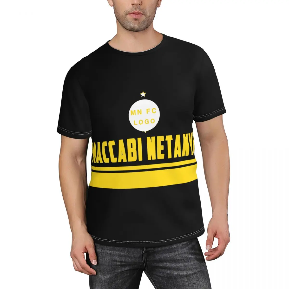 

Maccabi Netanya FC Men's Short-Sleeve Crewneck Cotton Shirt Novelty T-Shirt & Cool Design