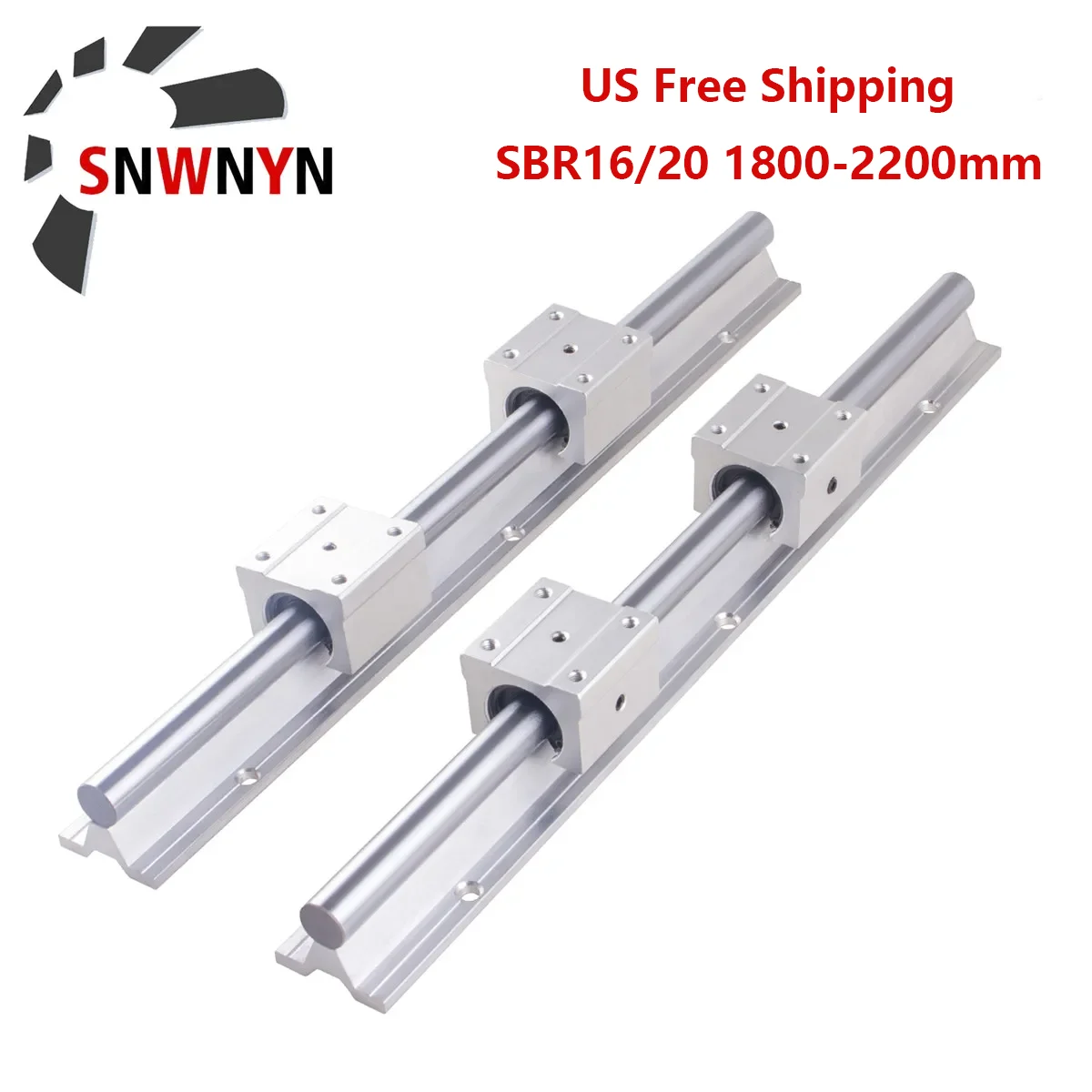 2pcs SBR16 SBR20 Linear Rail Guide 1800mm 2000mm 2200mm Fully Slide Support +4pcs SBR16UU SBR20UU Linear Bearing Block For CNC