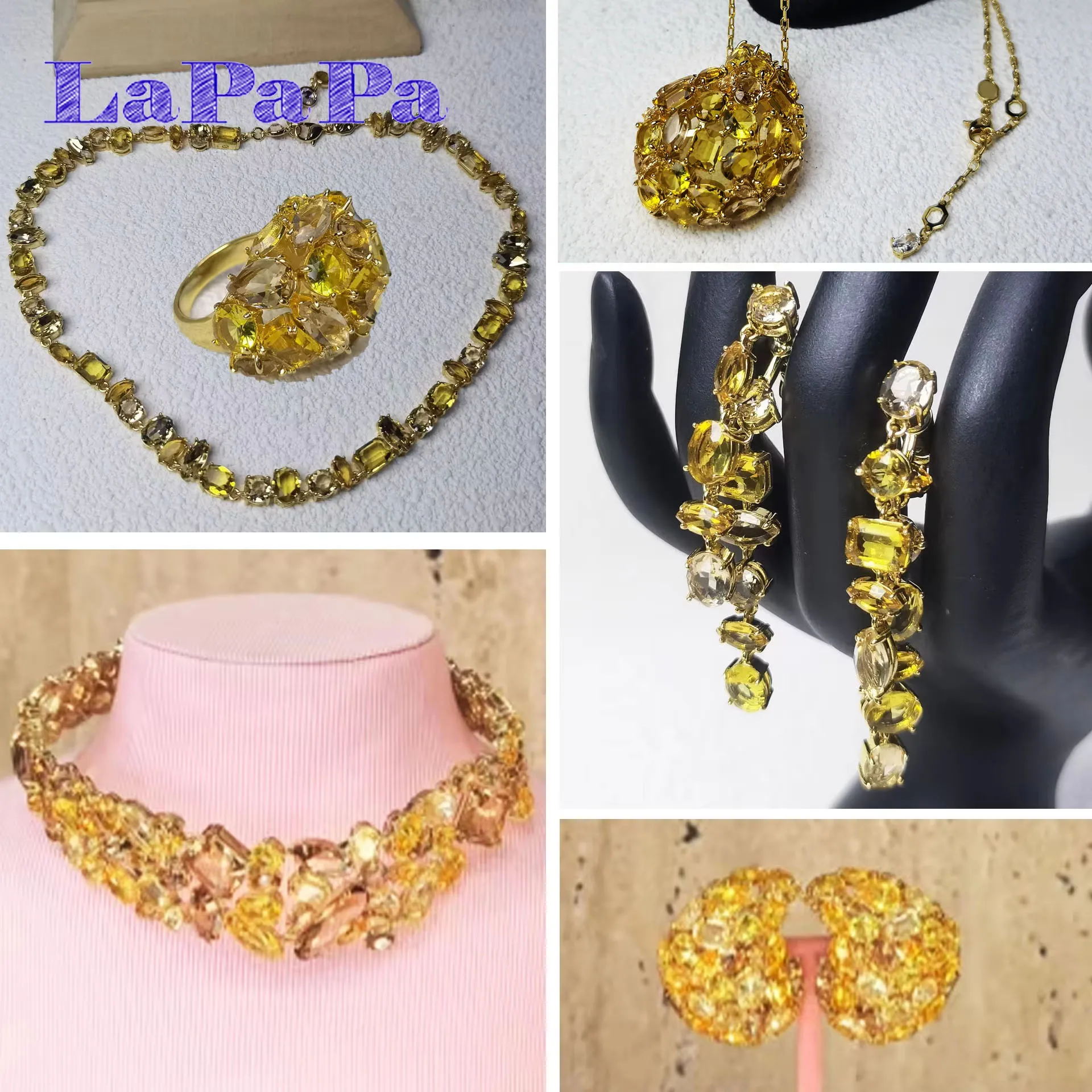 

Роскошный рок-сахар, радуга, сверкающий кристалл, комплект ювелирных изделий 2025 года, очаровательное женское ожерелье, серьги, браслет, кольцо, романтический подарок