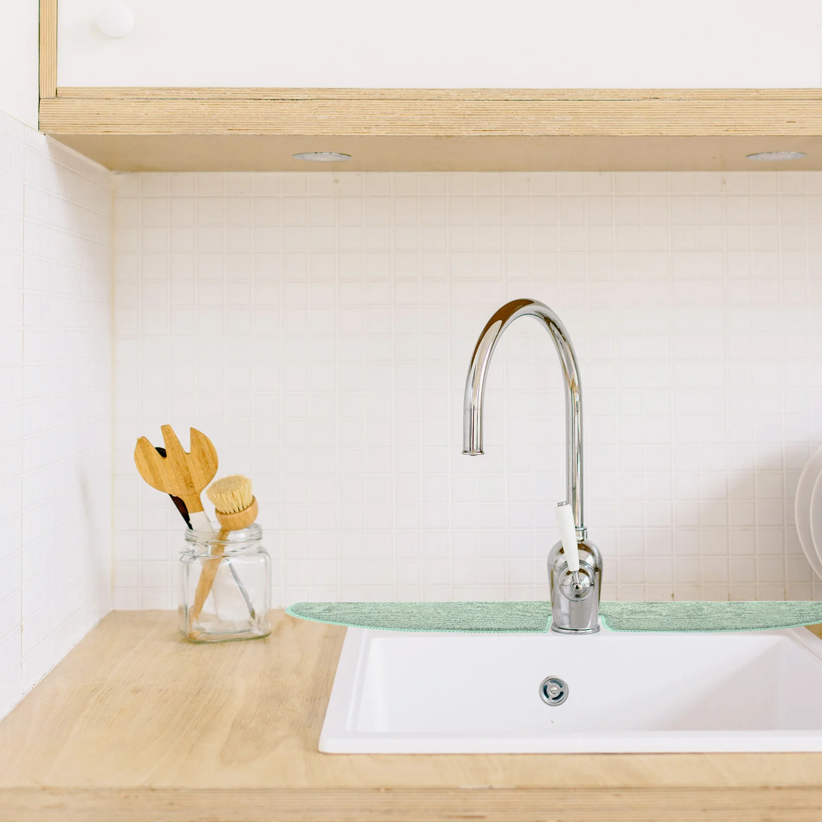 

Faucet Absorbent Mat Sponge Material No Shedding Easy Install Splash Proof Kitchen Sink Protector Home Supply