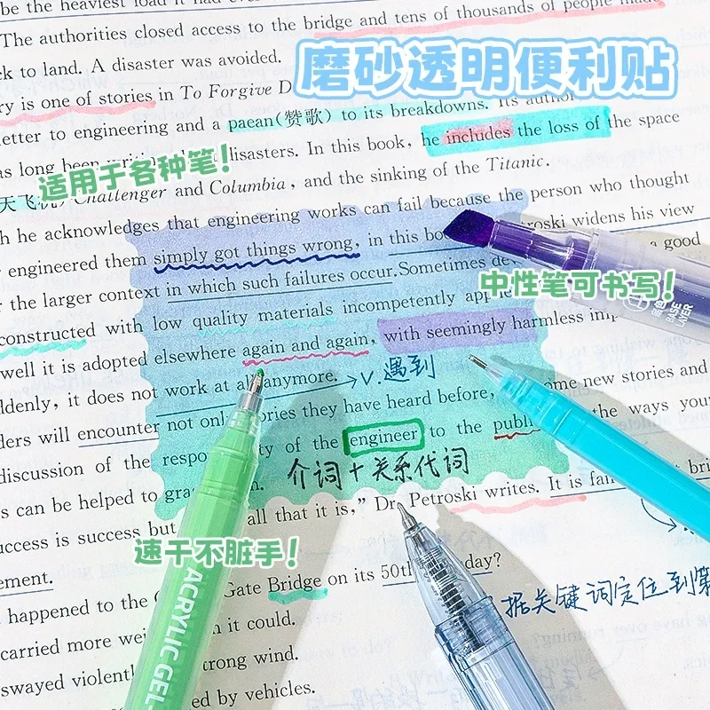 LANGUO Drawer-style Transparent Pearl Sticky Notes Tear Without Residue Re-stickable for Key Point Marking Note Memo Pad