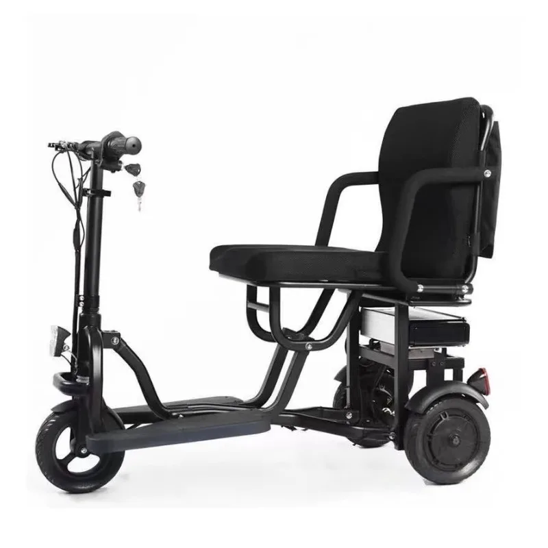 

double-drive folding electric three-wheeled elderly transportation intelligent electromagnetic brake leisure lithium battery