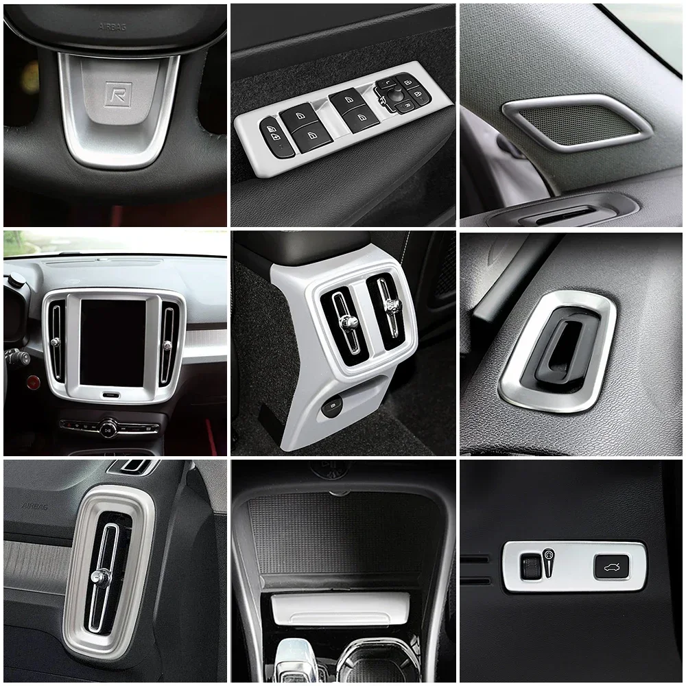 For Volvo XC40 2019-2022 Car Styling Interior Accessories Central Console Decoration Frame Cover Trim ABS Silver Sticker