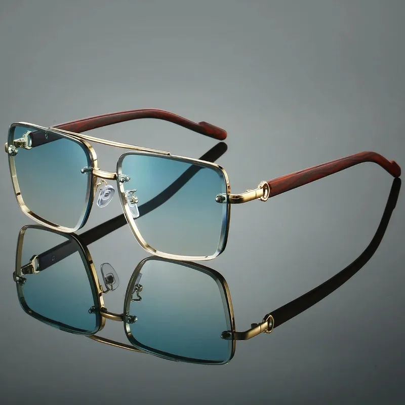 Óculos de Sol Femininos Retrô Quadrados de Metal com Design Original de Marca, Novos Óculos de Sol Piloto com Ponte Dupla para Dirigir