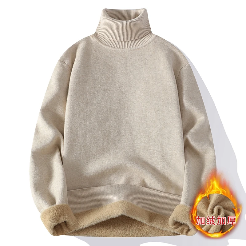 Men's and Women's Matching Woolen Sweater with Insulation and Thickened One-piece Fleece Innerwear Men's Yarn Sweater Base Top
