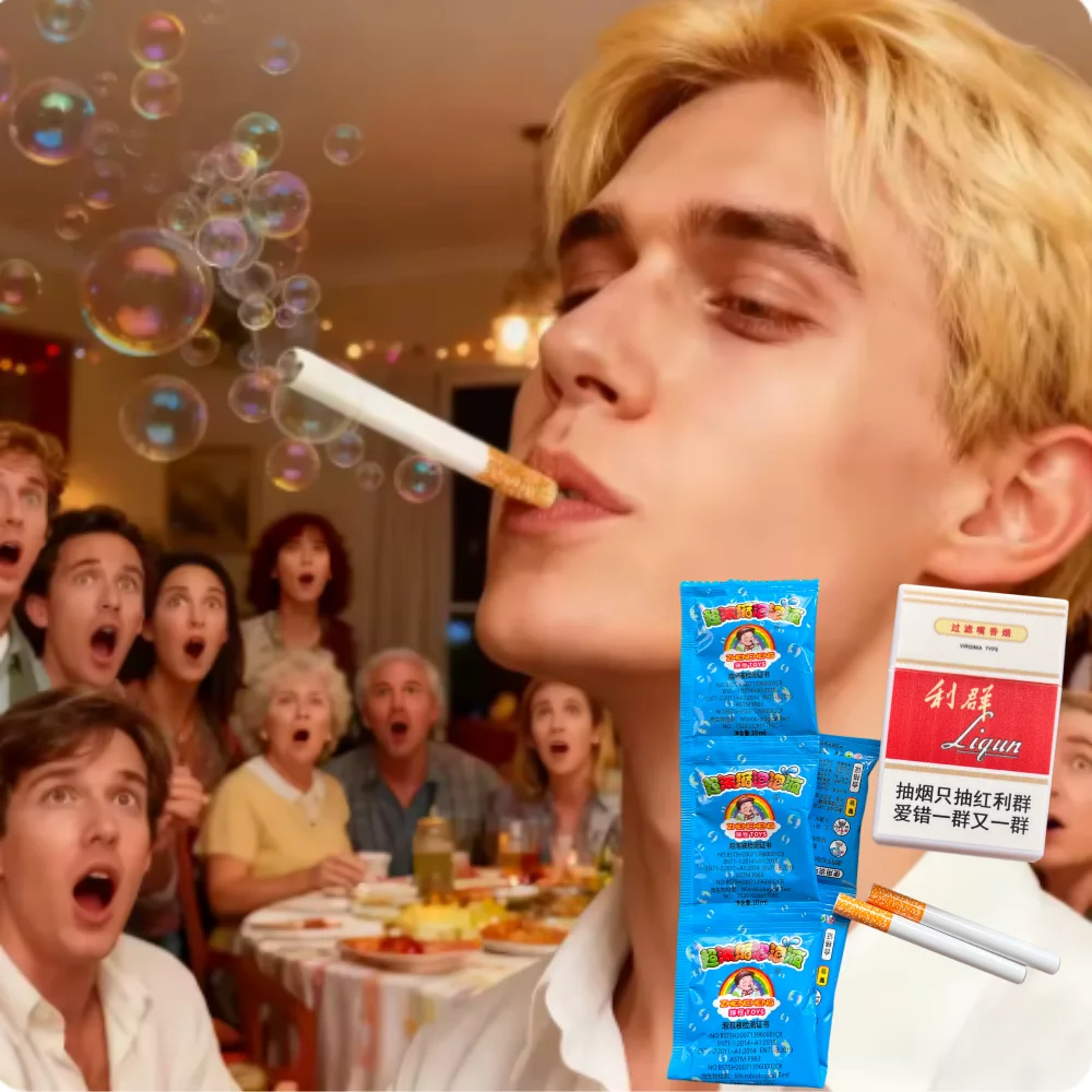 Photo Prop Gng Device  1 Smoking case 2 pipes 5 bubble water Funny Cigarette Bubble Machine Box Toy Outdoor