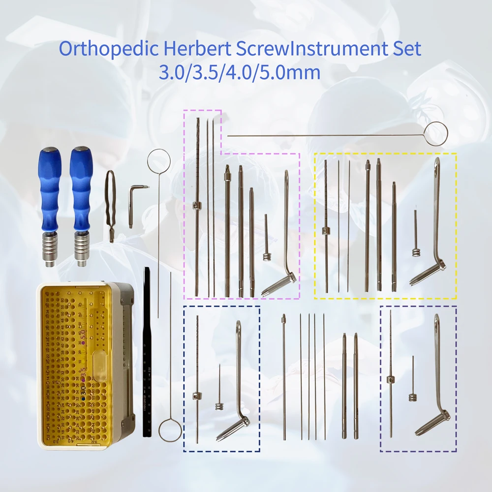 

Orthopedic Surgical 3.0/3.5/4.0/5.0mm Cannulated Headless Compression Screw Instrument Set