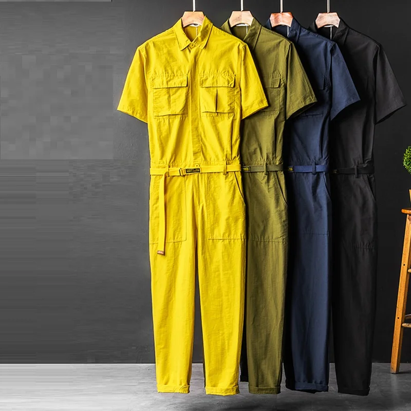 family-health-manager-housekeeping-working-overall-cleaning-work-wear-summer-short-sleeve-jumpsuit-streetwear-coverall-trousers