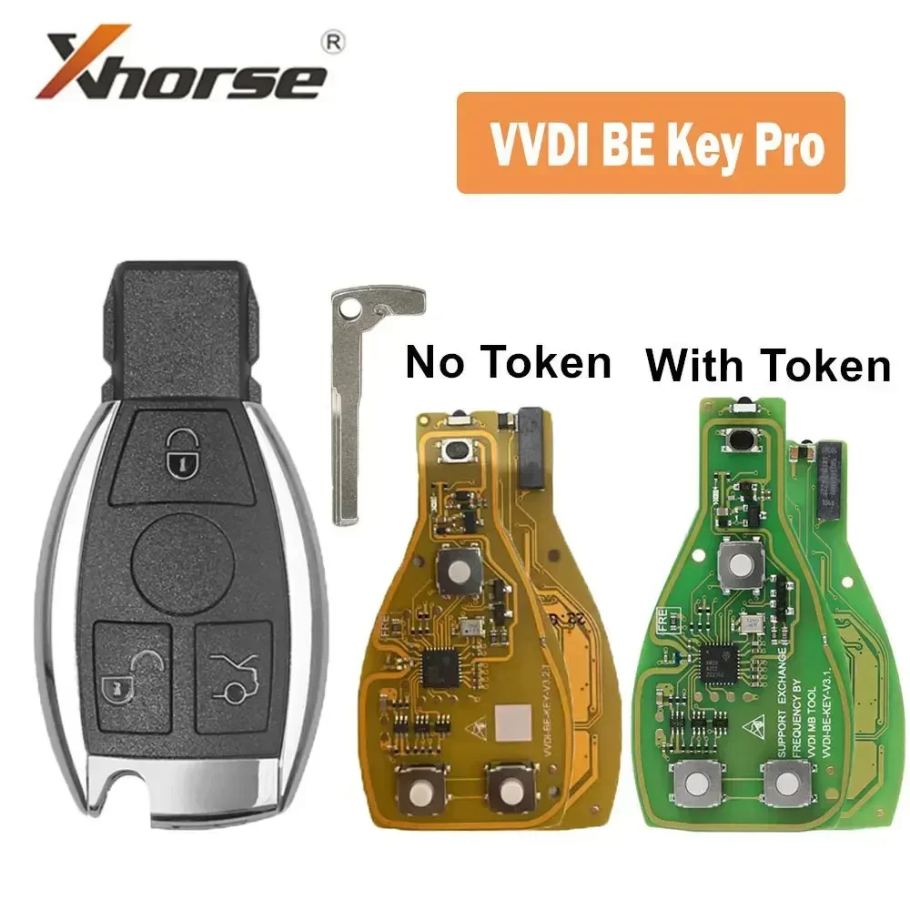 Xhorse VVDI BE Key Pro 3/4 Button Remote Car Key for Mercedes Benz V3.2 PCB Remote Key Chip Improved Version Smart 315MHz/433MHz