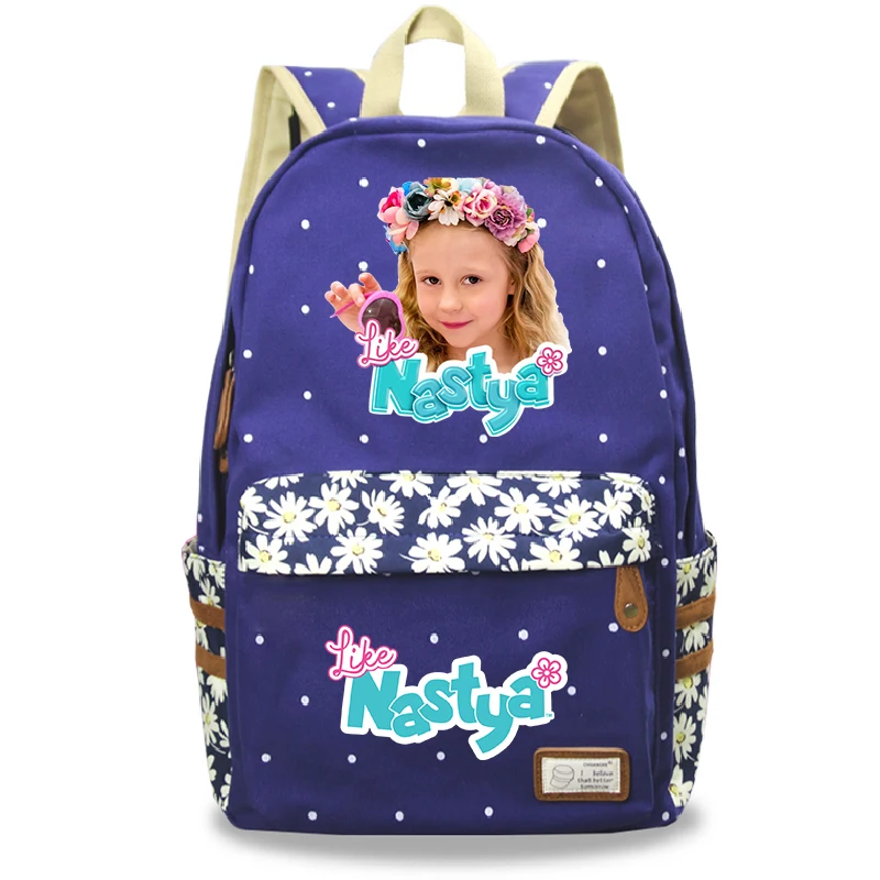 Mochila escolar de lona para meninas, como estampas Nastya, saco de livro, mochilas para notebook, moda de boa qualidade