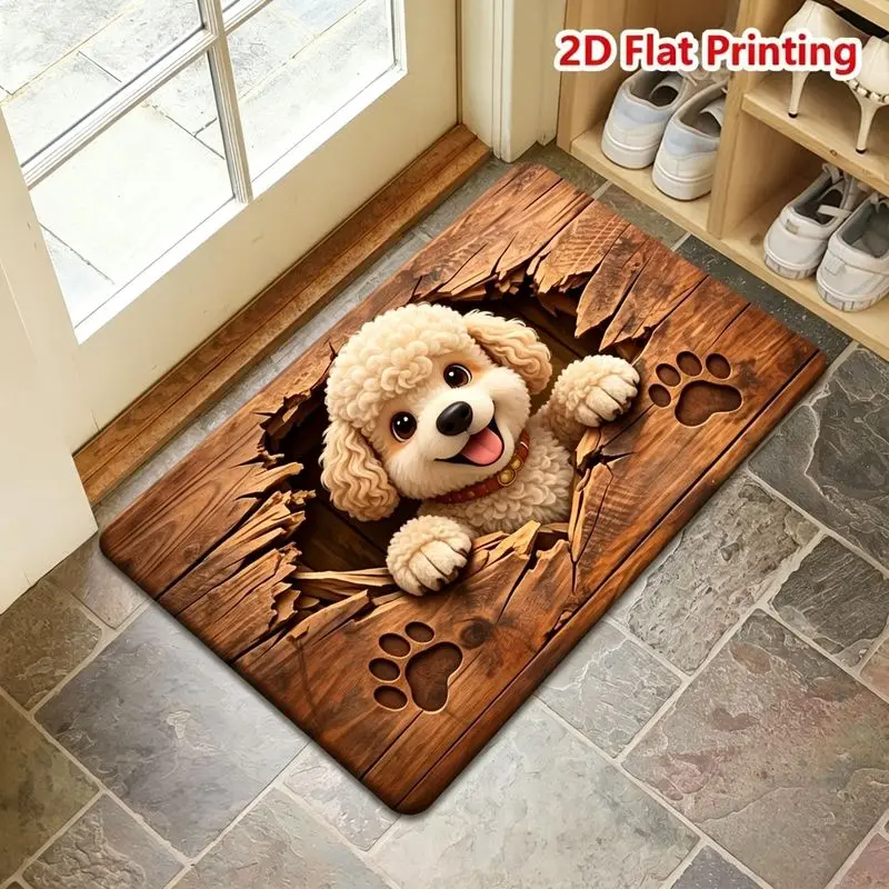 VIKAMA Husky 3D Broken Wood Door Mat Funny Dog Welcome Rug For Entryway Front Door Porch Indoor Outdoor Pet Lover Home Decor