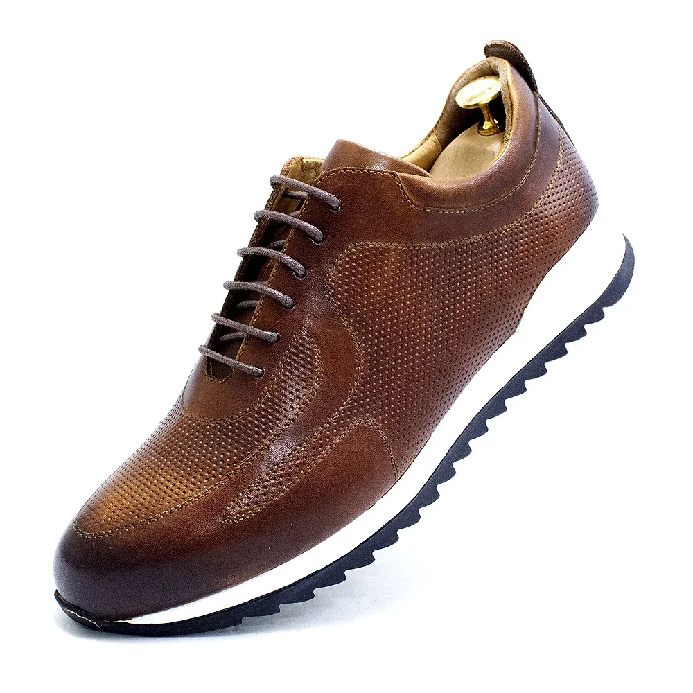 Luxury Mens Genuine Leather Sneakers Lace-Up Comfortable Oxford Classic Casual Shoes for Men Outdoor Street Travel Flat Footwear image 3