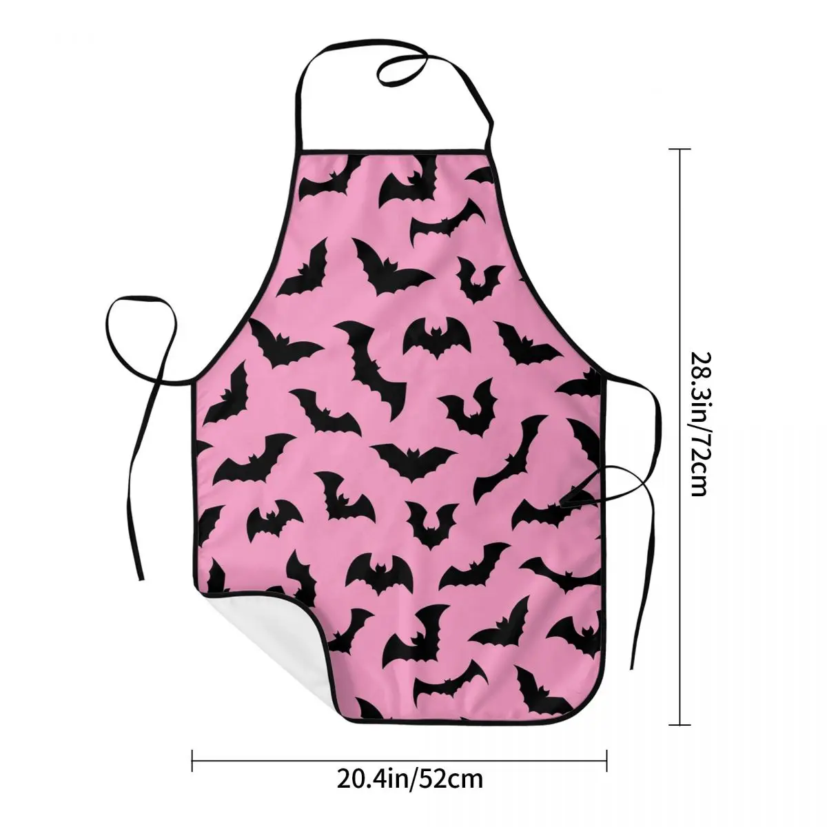 Custom Unisex Pink Goth Black Bats Bib Apron Adult Women Men Chef Tablier Cuisine for Kitchen Cooking Halloween Witch Gardening
