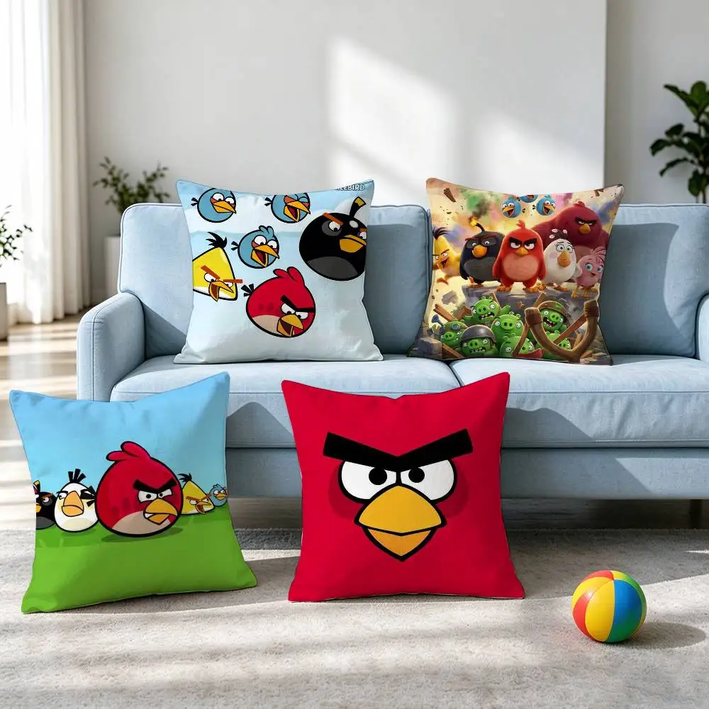 Angry Birds World-D Game  Square Double-Sided printed Pillow Case Bedroom Bedside Pillow Sofa Cushion Cover Gift