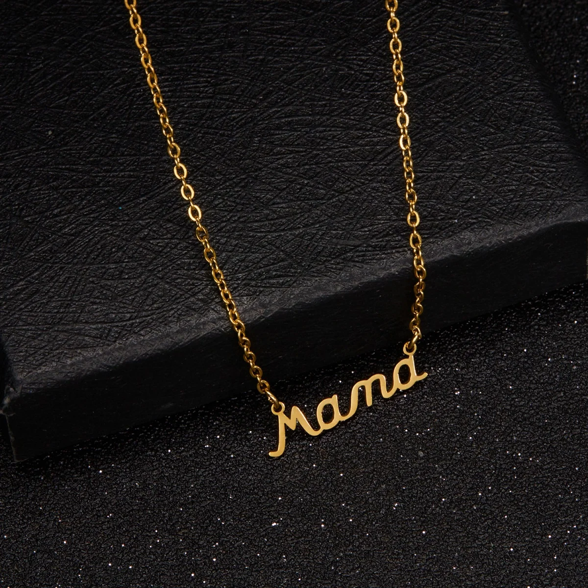 الفولاذ المقاوم للصدأ ماما رسائل قلادة قلادة للنساء الرجال الحد الأدنى مستطيل القلب أمي سلسلة المختنق مجوهرات عيد الأم #2