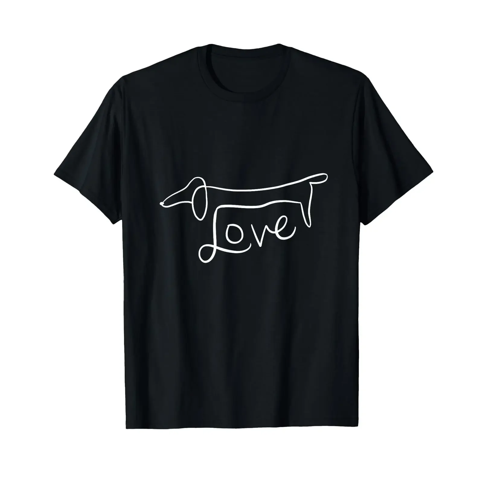Dachshund Single Line Design Dog Owner Male Women's T Shirt vintage Washed Stretched Casual streetwear Top For Everyday Wear
