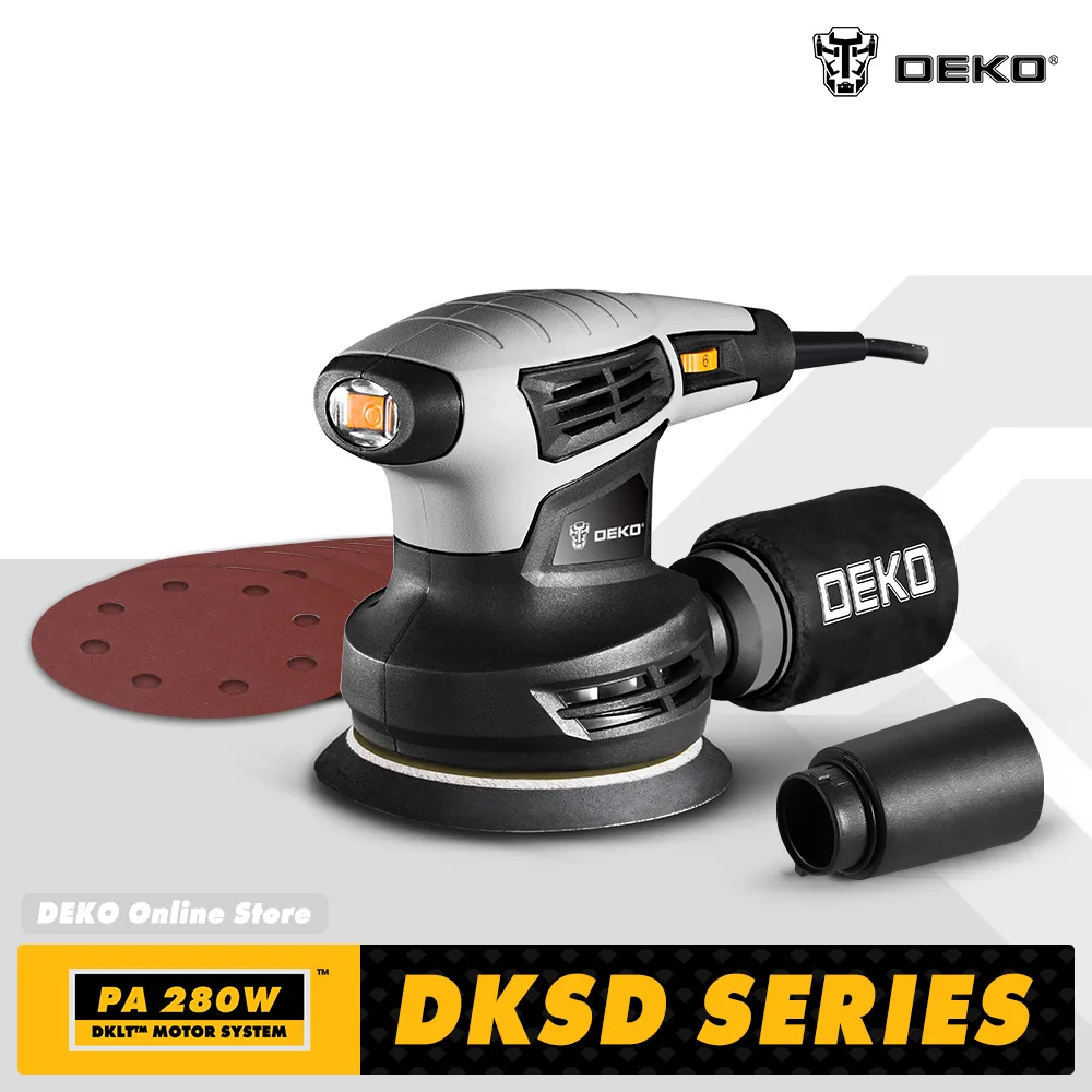 DEKO QD6206 280W Classic Casuale Orbita Levigatrice con il FAI DA TE Efficiente Sistema di Raccolta Della Polvere per la Lavorazione del Legno