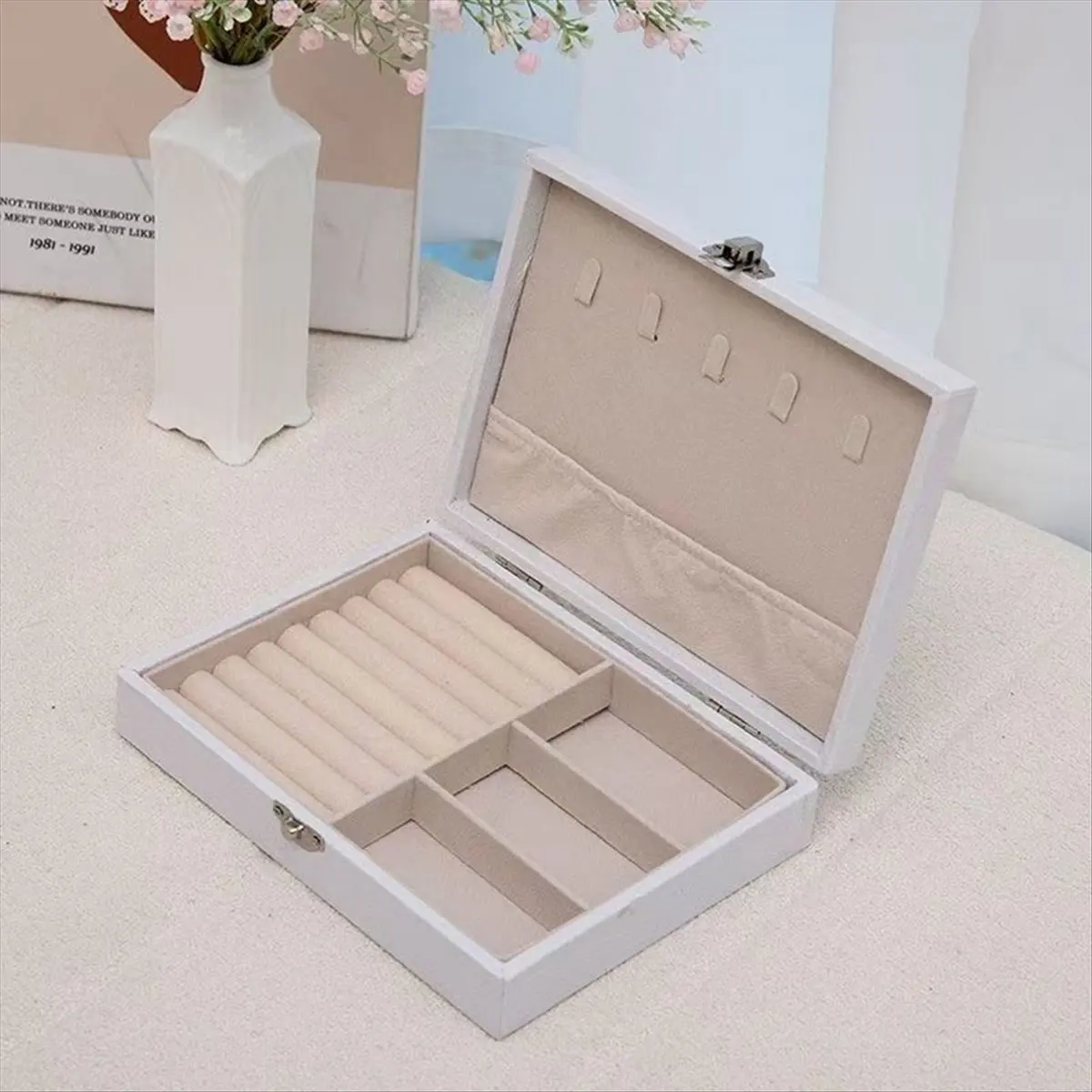 A67T NEW 2pc Jewelry Organizer Box - Portable Storage Case for Necklaces, Earrings, Rings, Accessory Storage, Jewelry Boxes Pink