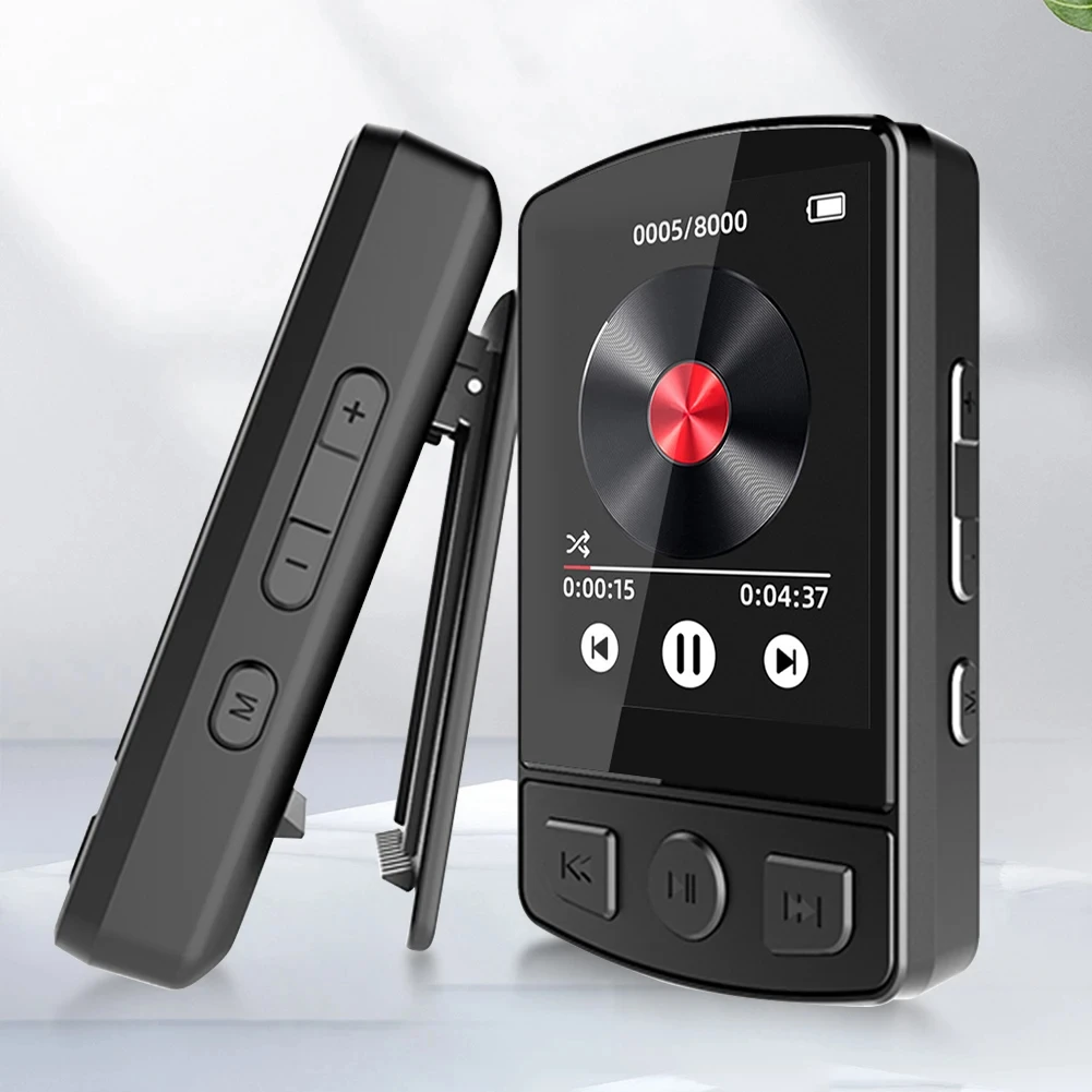 مشغل MP3 محمول مع راديو FM ، مشبك جهاز اتصال ، صوت HiFi ، متوافق مع بلوتوث ، شاشة