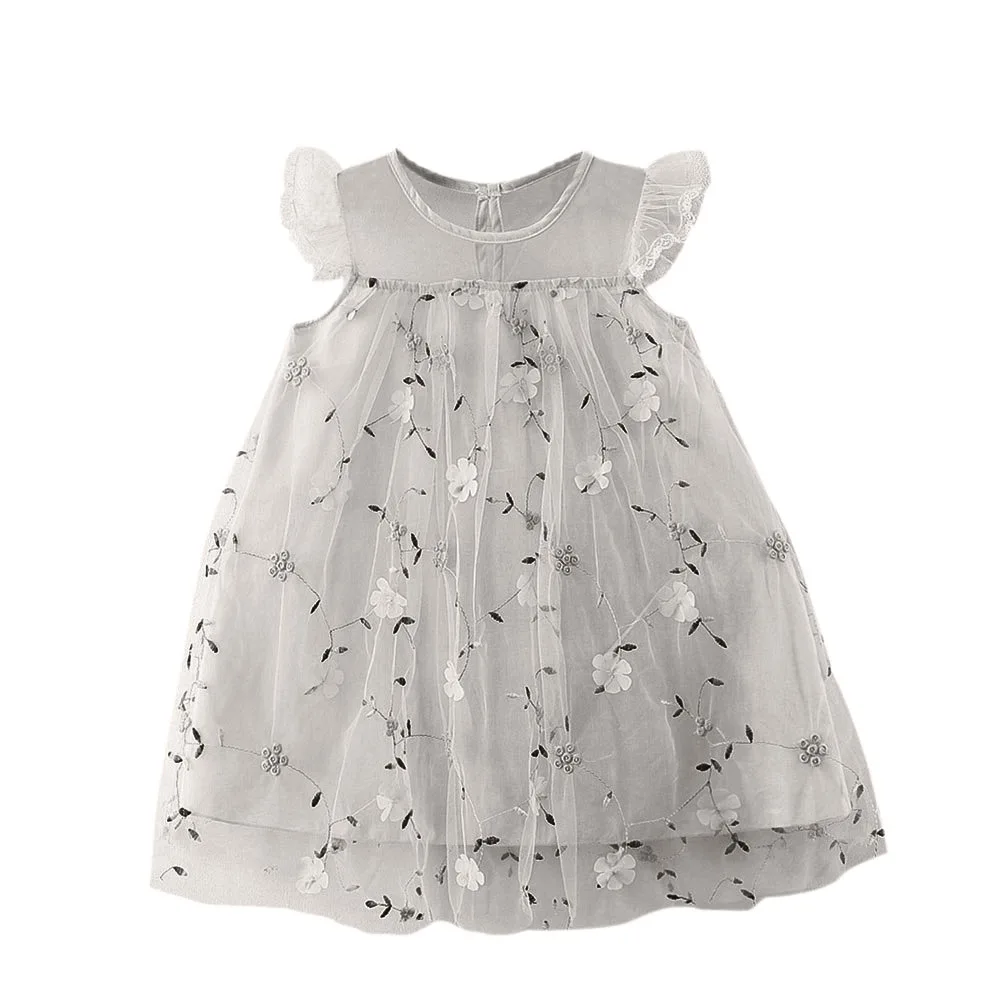 Children Girls Tulle Dresses 1-6T Party Sundress Short Sleeve Lace Birthday Dress Kids Outfit Cute Ruffle Princess Dress