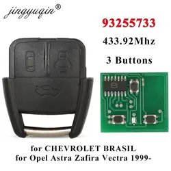 jingyuqin 93255733   Chave de carro com controle remoto de 3 botões, 433.92mhz, para chevrolet opel astra zafira 1999-2001 vectra, lâmina sem cortes, sem id40