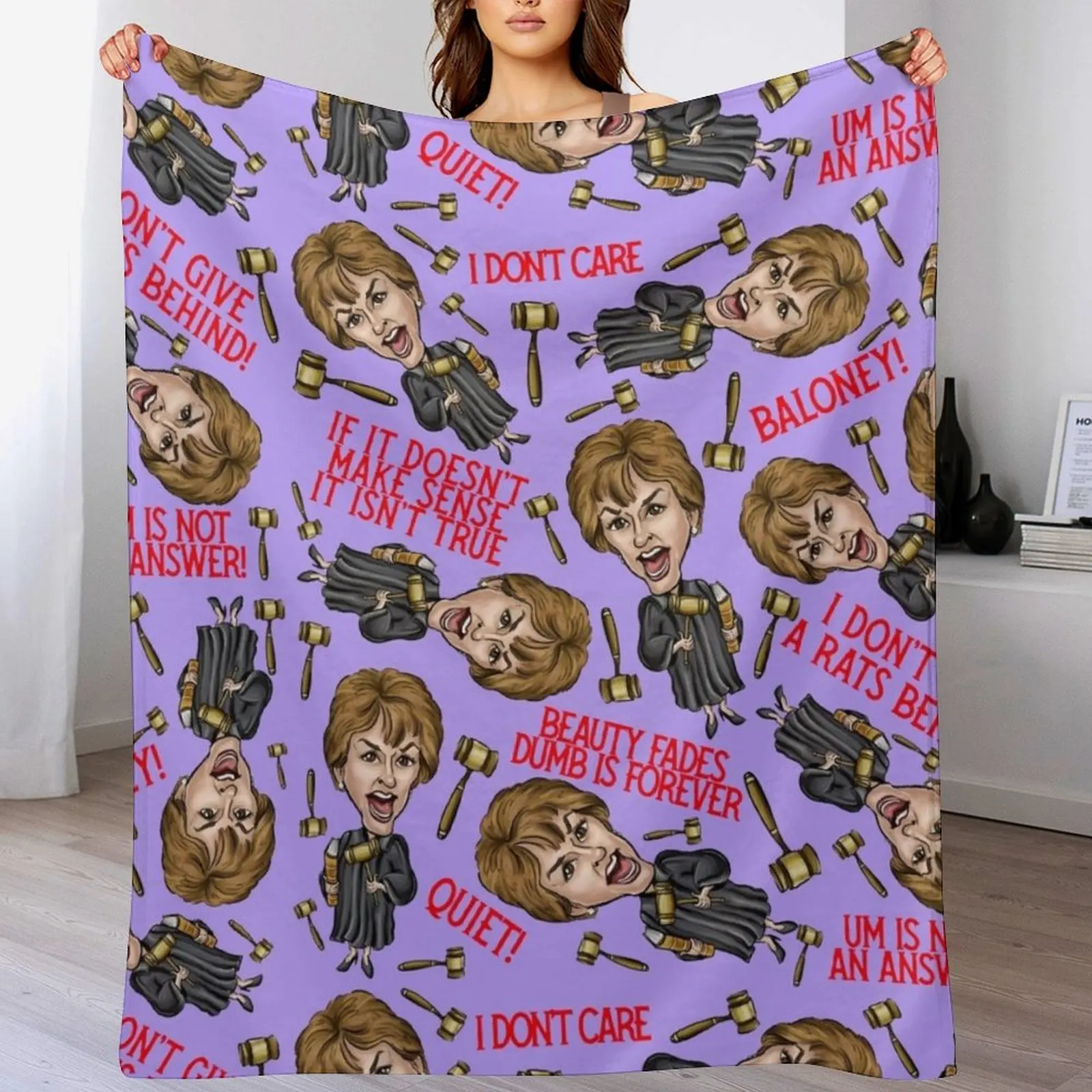 

Purple Judge Judy Print Throw Blanket Summer Beddings wednesday Blankets For Bed Blankets