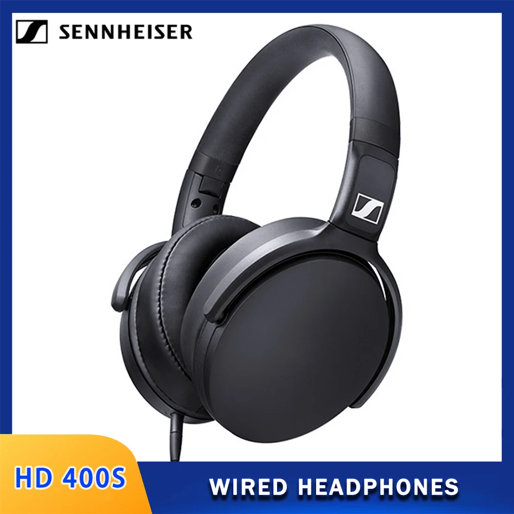 Sennheiser HD 400S Around-Ear Headphones Noise Isolation Earphone Stereo Music Foldable Sport Headset Deep Bass for Mobile Phone