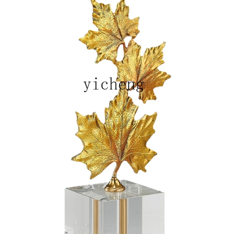 XL Crystal Maple Leaf Desktop Copper Ornaments Ginkgo High-End Spring Festival Gift Study Slightly Luxury Decoration