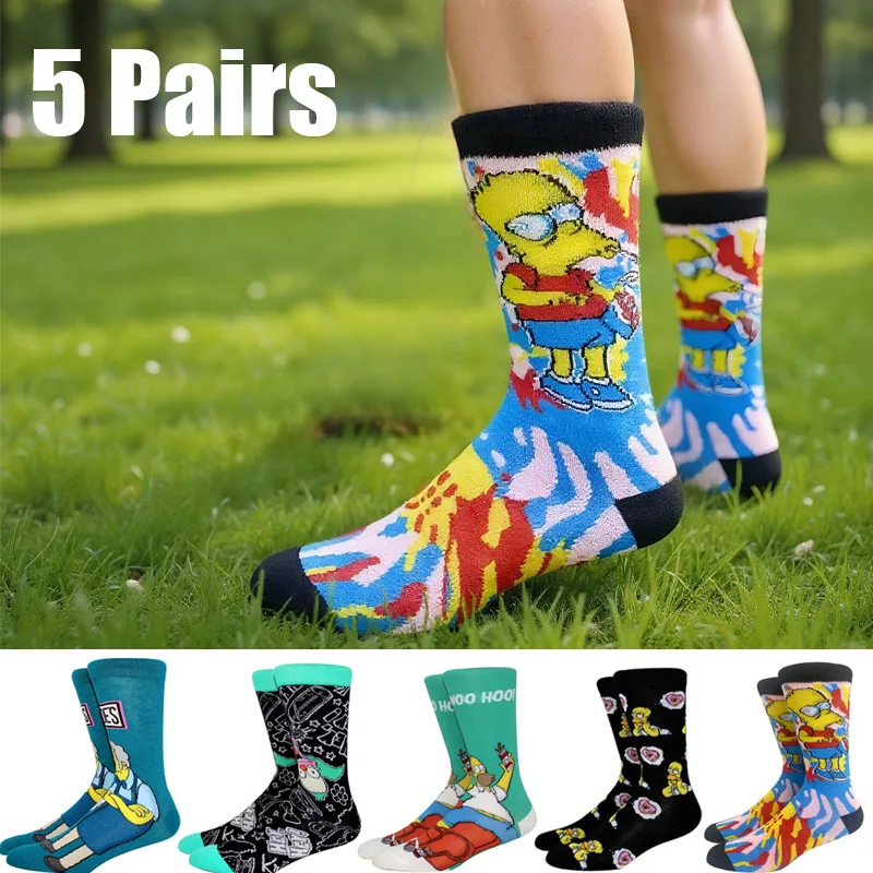 5 أزواج جديد وصول أنيمي النساء الرجال الجوارب الجوارب الطويلة الرجال الركبة عالية تأثيري العجل جورب الكبار شخصية الهيب هوب جورب حجم 36-44 #1