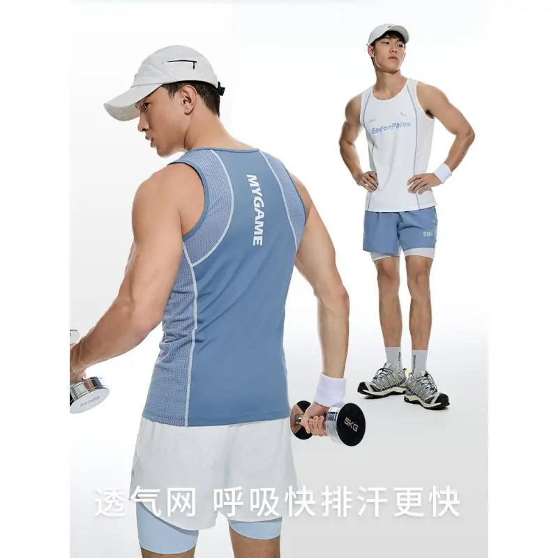 DROZENO Training Clothes High Elastic Summer Stitching Color Line Running Sleeveless Breathable