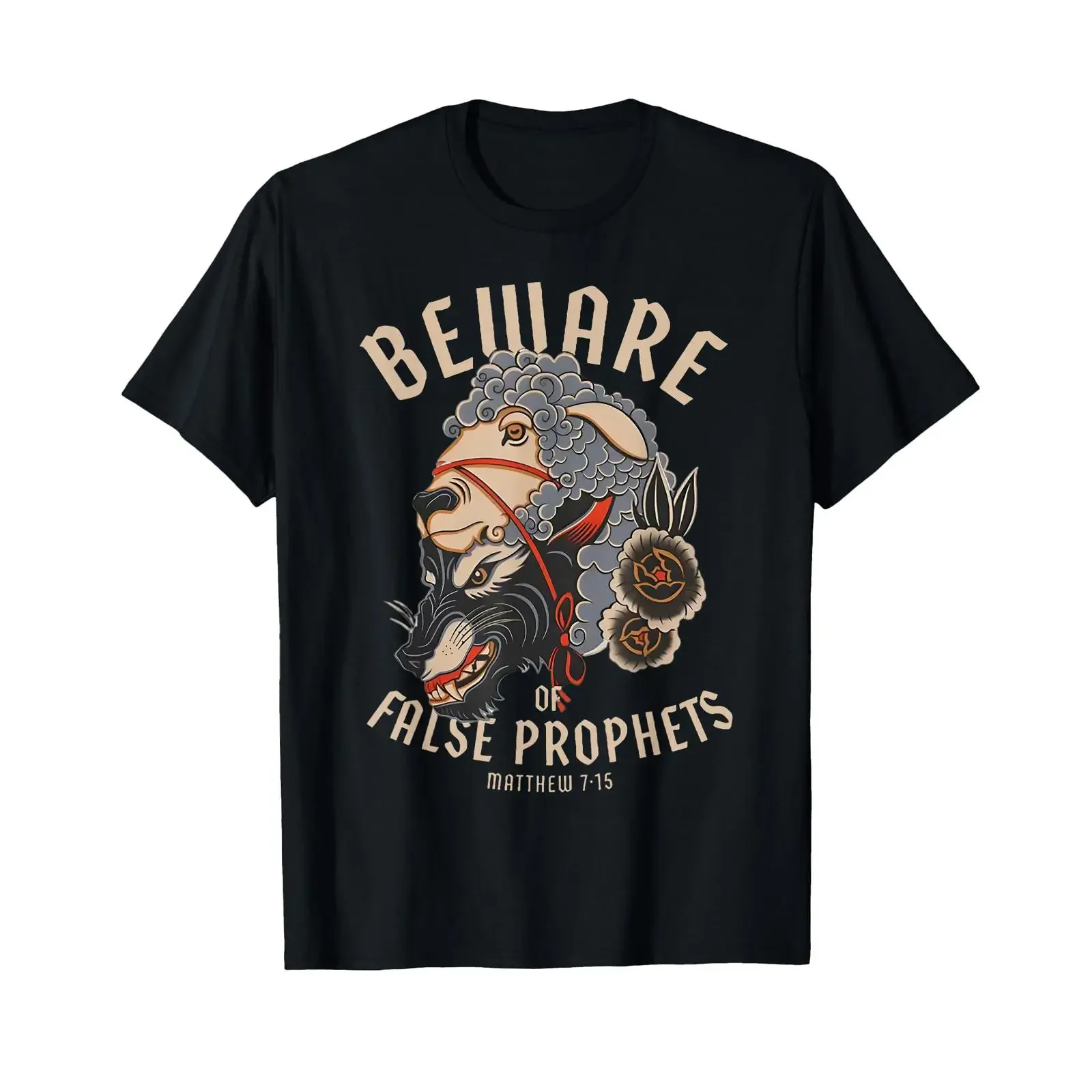 Beware False Prophets Christian Sheep Wolf T Shirt vintage Washed graphic Unisex Comfortable Breathable Top For Everyday Wear