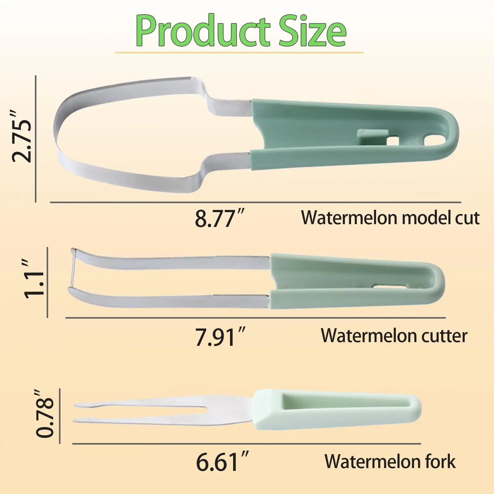 3 In 1 Summer Watermelon Cutting Tool Fork Slicer Knife Set for Home Stainless Steel Fruit Watermelon Windmill Cutter