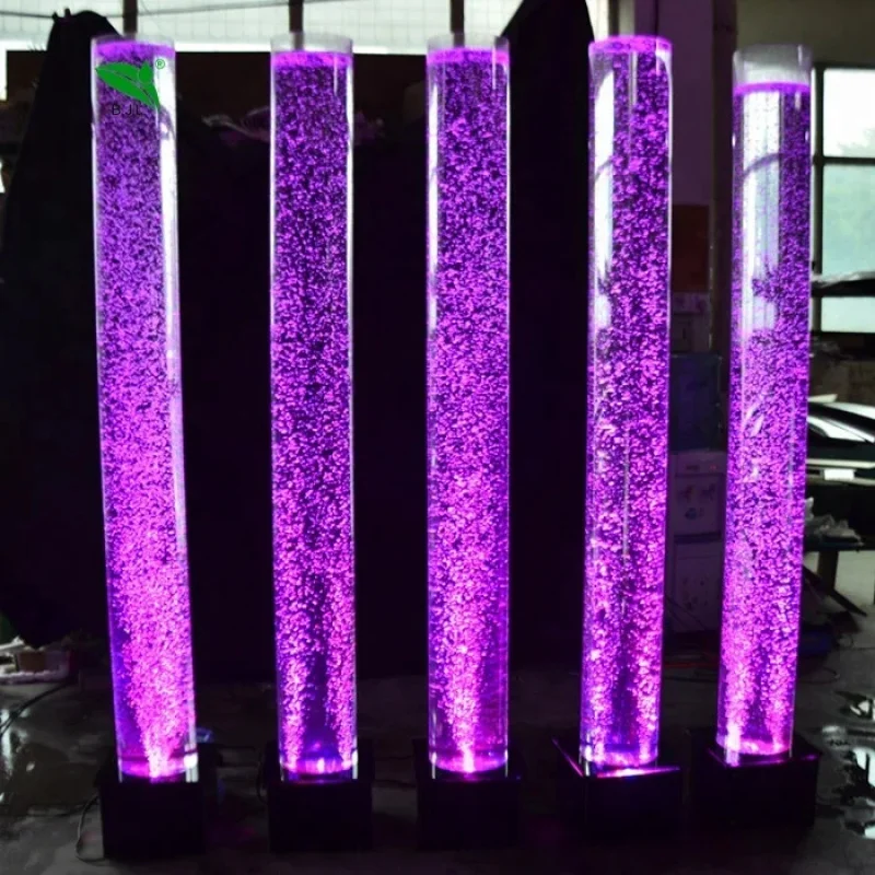 custom.Party Decoration LED Acrylic Round Column Aquarium Bubble Light