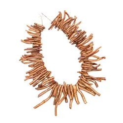 APDGG 2 Strands 3x30-5x40mm Top Drilled Golden Coral Double Stick Points Branch Loose Beads 15.5'' Necklace DIY