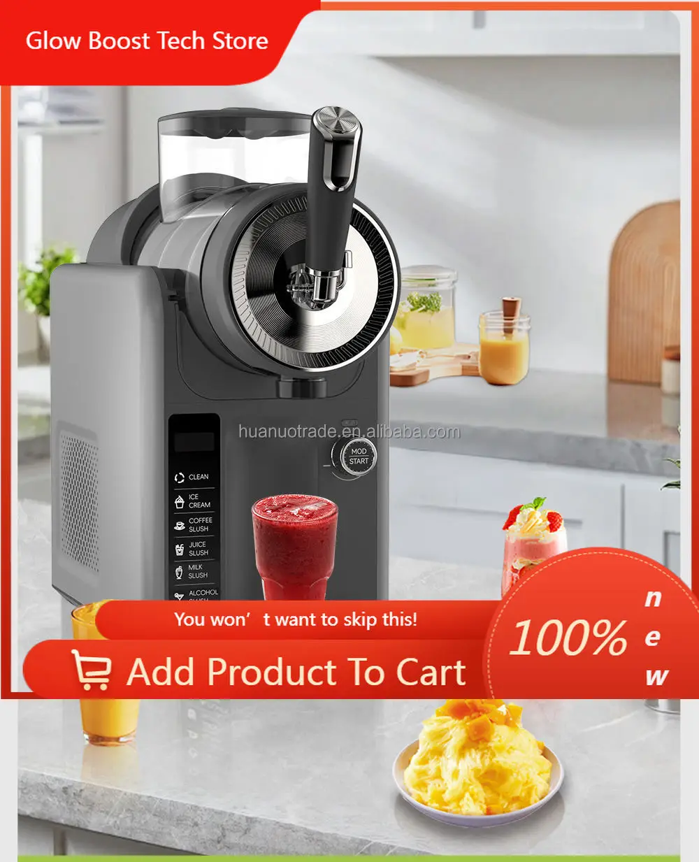NYNew Model Small    Multi-Functional Self-Cleaning Snow Melting & Ice Cream Machine Cold Drink Milkshake Slush Functions