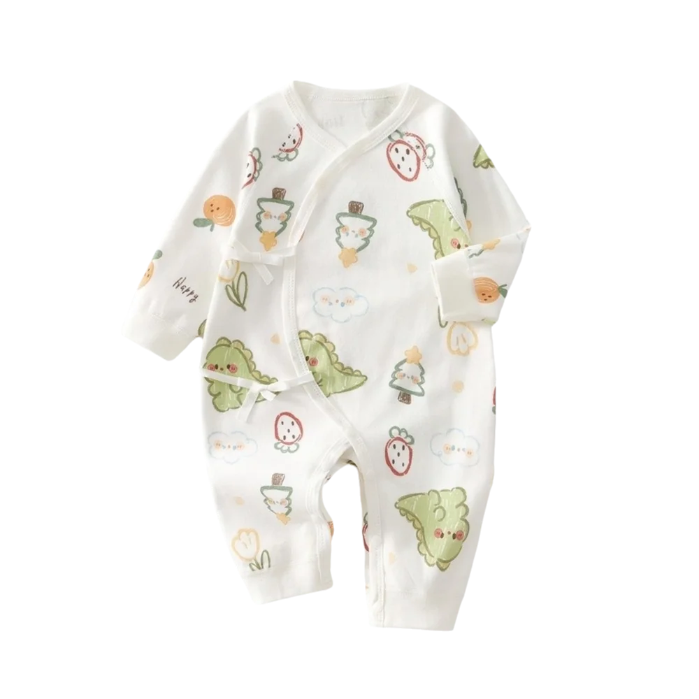 

0-6 Months Soft Baby Jumpsuit Cartoon Pattern Button Design Infant Romper Cotton Cute Printed Newborn Onesie Casual Outfit