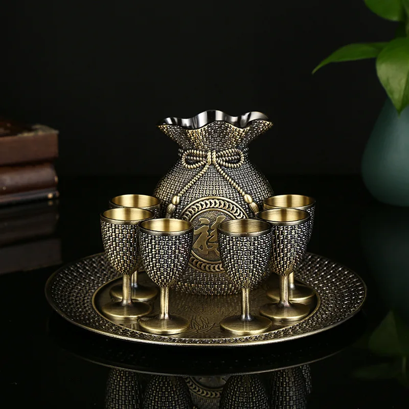 

High Grade Vintage Wine Set High Value Wine Cup Wedding Toast Cup Household Living Room Decorative Wine Pot Set Bar Accessories