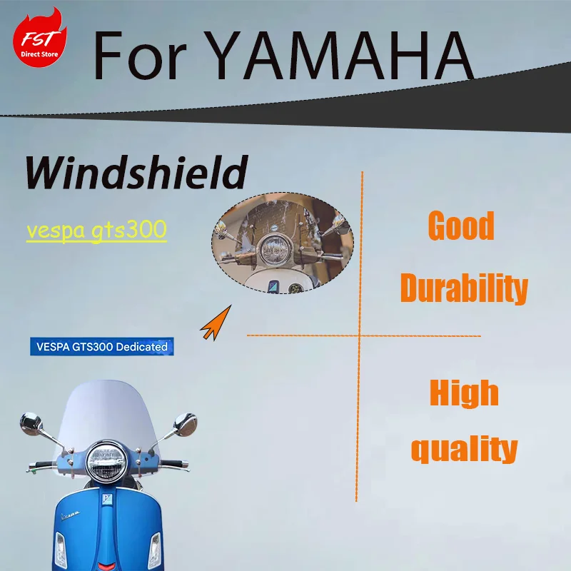 

Heightened Front Windshield for Piaggio Vespa GTS300 Sprint 150, Original Design Wind Deflector