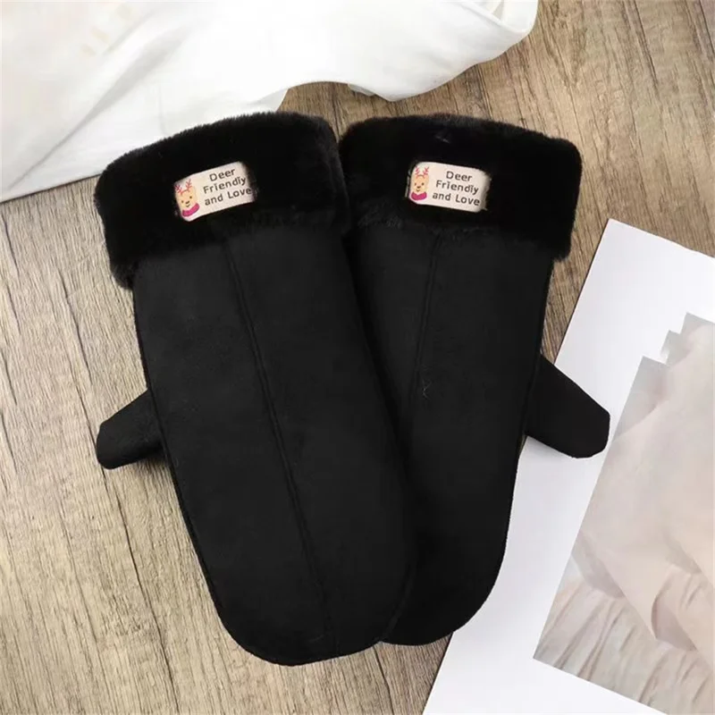 المرأة الجلد المدبوغ أفخم معلقة الرقبة قفازات الشتاء الدافئة يندبروف قفازات التزلج في الهواء الطلق الباردة واقية طالب القفازات هدية الكريسماس