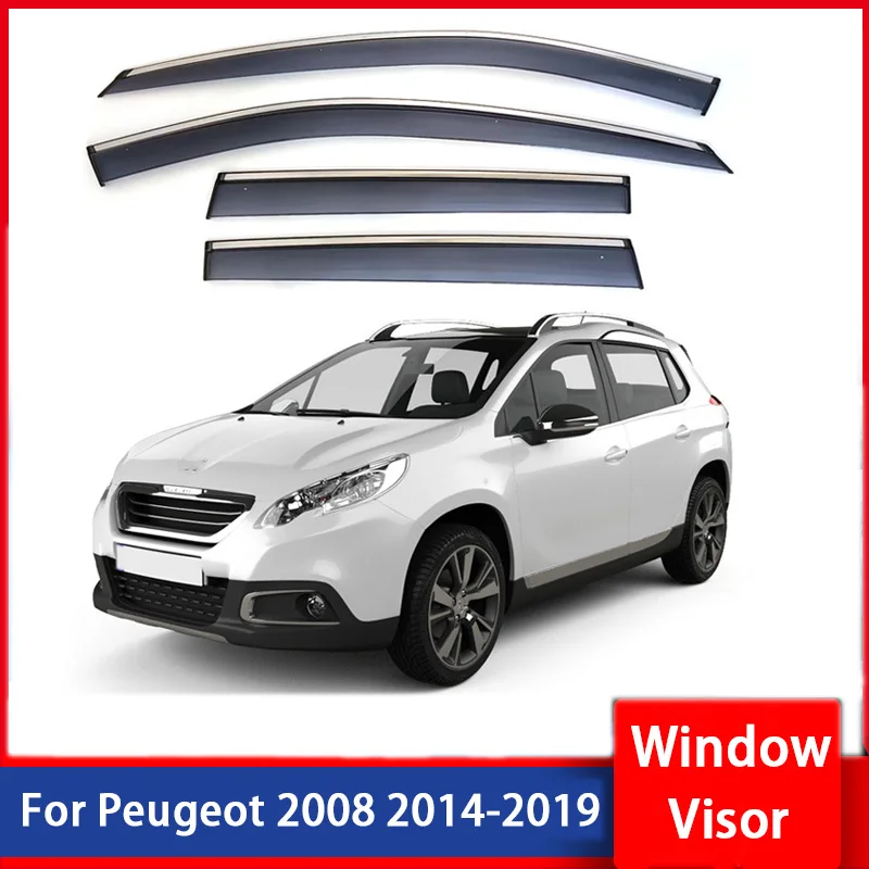 

Window Visors Rain Guard Wind Deflector Weathershield Sun Shade For Peugeot 2008 2014-2019 Exterior Mod Accessories