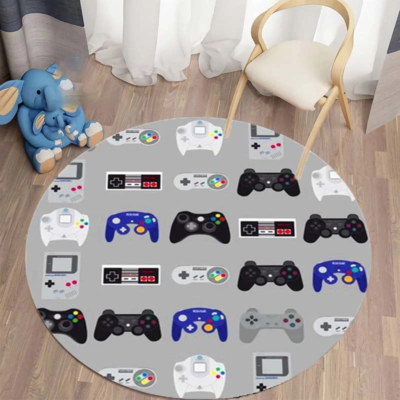 Alfombra redonda antideslizante de Anime Gamer Controller para niños, alfombrillas de suelo para sala de estar, decoración del hogar, dormitorio