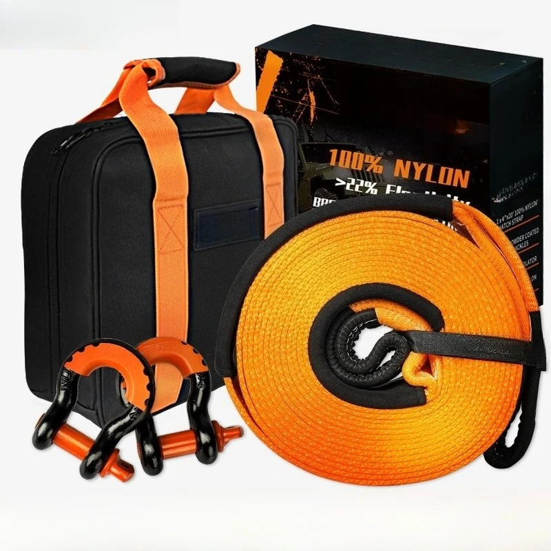

Nylon trailer rope with elastic thickened off-road rescue powerful car traction rope 10 13 16 tons